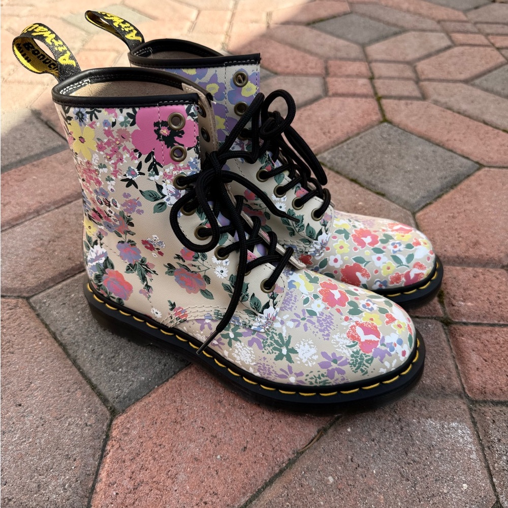 Dr. Martens Multicolor Floral Combat Boots - Picture 4 of 11